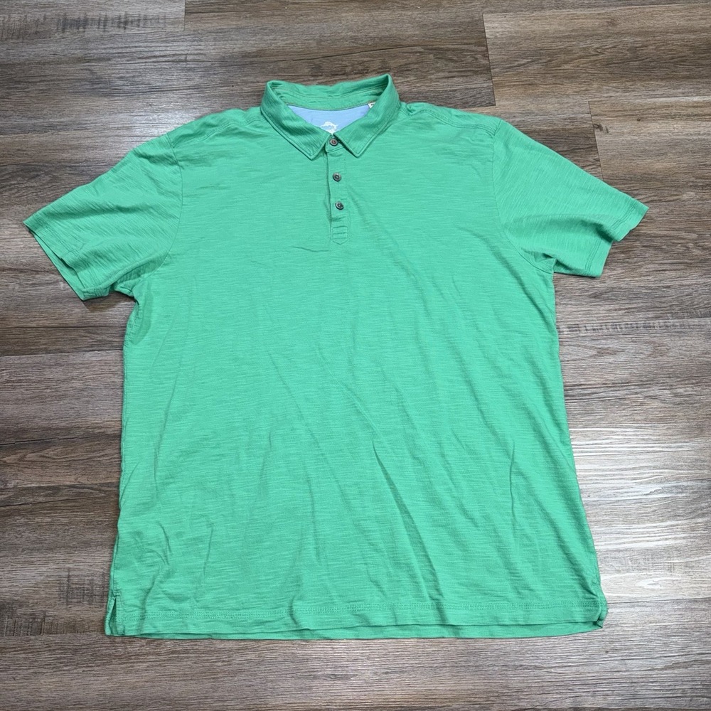 Tommy Bahama Shirt Mens Extra Large Short Sleeve Vibrant Green Polo